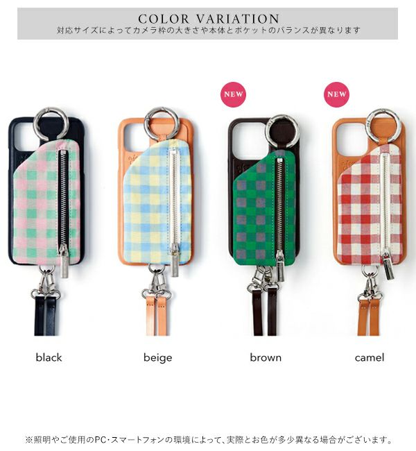 ajew エジュー ajew cadenas check leather zipphone case【iPhone 新 
