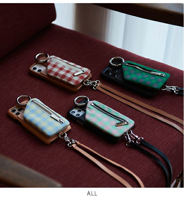 ajew エジュー ajew cadenas check leather zipphone case【iPhone 新