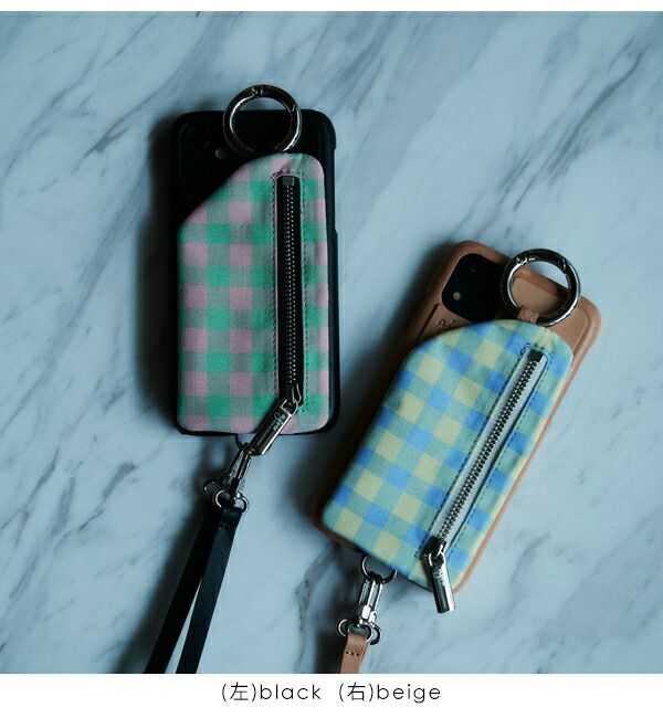  ajew エジュー ajew cadenas check leather zipphone case【iPhone 新SE/8/7/6対応】 ac2021001