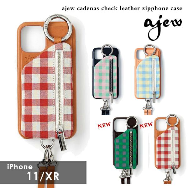  ajew エジュー ajew cadenas check leather zipphone case【iPhone11/XR対応】 ac202100111