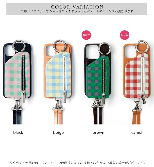  ajew エジュー ajew cadenas check leather zipphone case【iPhone11/XR対応】 ac202100111