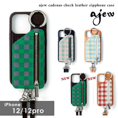 ajew エジュー ajew cadenas check leather zipphone case【iPhone 12 
