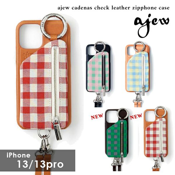 ajew エジュー ajew cadenas check leather zipphone case【iPhone13