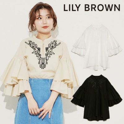 LILY BROWN リリーブラウン ビックカラー刺繍ブラウス lwft214062 