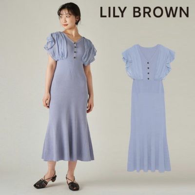 【新品】LILY BROWN シフォンドッキングノースリワンピース