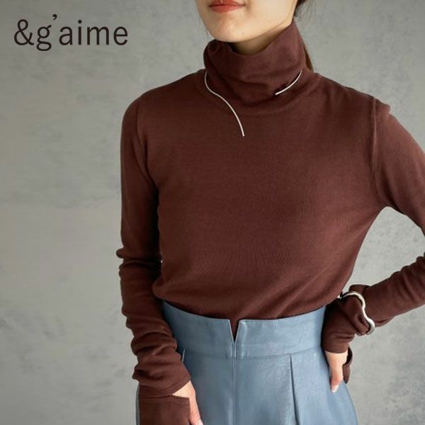 &g'aime アンジェム Sleeve slit knit 986-61000