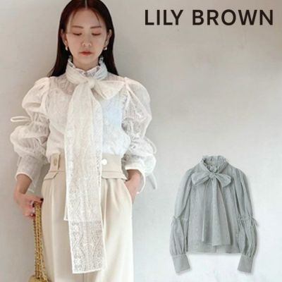LILY BROWN リリーブラウン 刺繍ボウタイブラウス lwfb231024 | DOUBLE