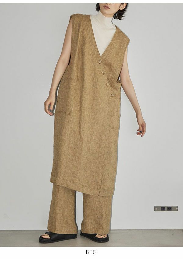 TODAYFUL トゥデイフル Asymmetry Linen Vest 12310103 | DOUBLE HEART