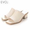 【SALE50%OFF】【即納】イーボルEVOLスクエアブロックヒールサンダルローヒールiu5079ギフト