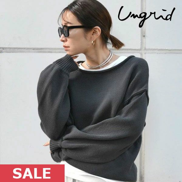 Ungrid アングリッド アウトリンキングクルーネックニット