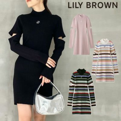 LILY BROWN リリーブラウン カットアウトバイカラーニットワンピース