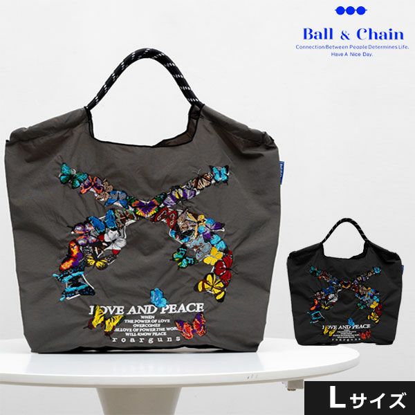 送料無料】【即納】 Ball＆Chain ボールアンドチェーン 正規品 roar.BUTTERFLY Lサイズ 蝶 バッグ ショッピングバッグ  エコバッグ トートバッグ ショルダー 刺繍 ギフト 325103 san hideaki mihara | DOUBLE HEART(ダブルハート)  オンラインセレクトショップ