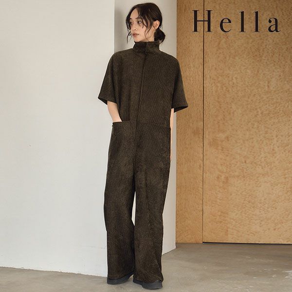 即納】 ヘラ Hella 24秋冬 HIGH NECK VELOUR COMBINAISON オールインワン サロペット ロング丈 半袖  h243-21 | DOUBLE HEART(ダブルハート) オンラインセレクトショップ