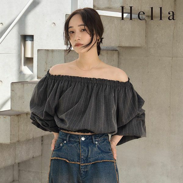 【今ならP10倍】ヘラHella24秋冬EMBROIDERYLACEBLOUSE8月下旬～9月中旬予約トップスショート丈長袖ブラウスh243-28