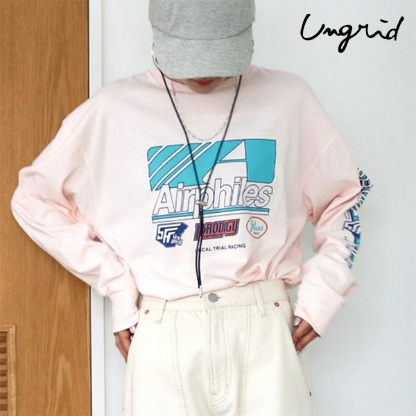 即納】 アングリッド ungrid トップス 24秋冬 ロゴロングスリーブTee 