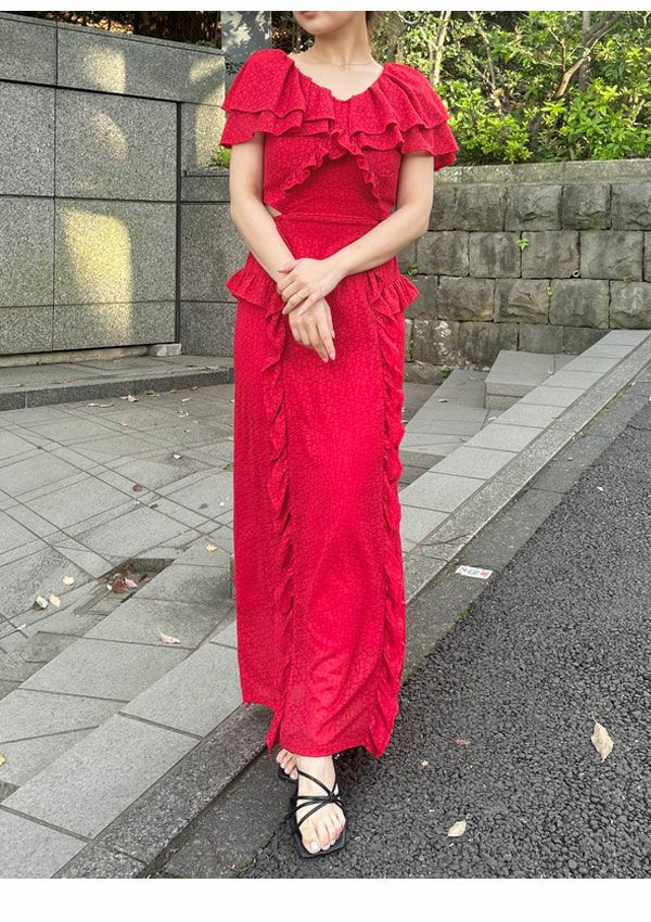 即納】 LILY BROWN リリーブラウン ストレッチレースラッフル