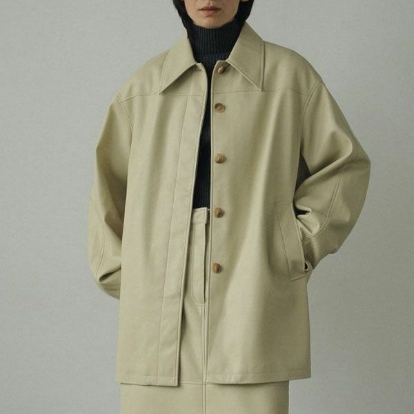 anuke2024FallWinterアンヌークアウターEcoleatherOverJacket10月上旬～下旬予約エコレザーオーバージャケットミドル丈長袖24秋冬6242080462420103