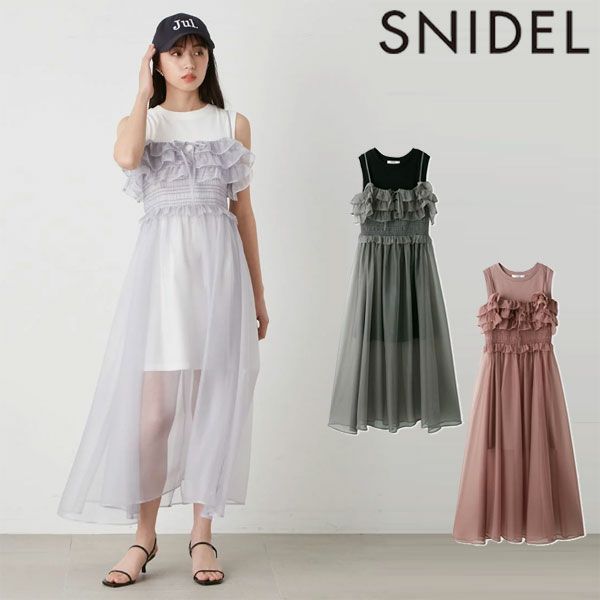 SALE40%OFF】【即納】 スナイデル SNIDEL ドレス 24春夏 シアーレイヤードカットミニワンピース ノースリーブ ロング丈 セット  カットソー タンクトップ | DOUBLE HEART(ダブルハート) オンラインセレクトショップ