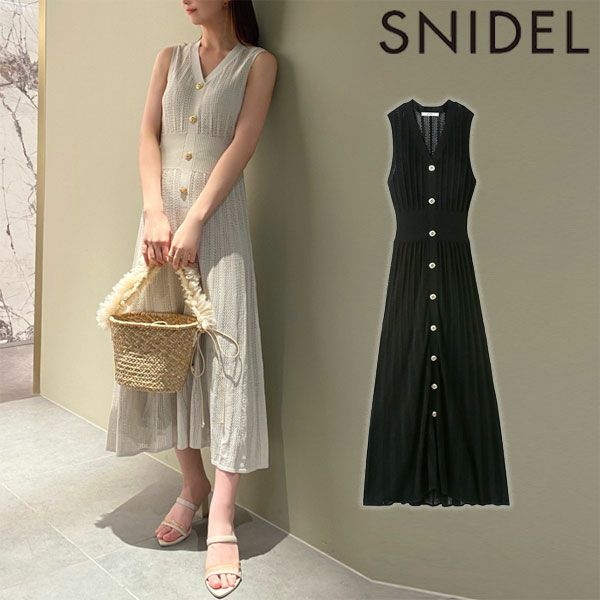 SNIDEL（スナイデル）の「クロシェ風シアーニットワンピース
