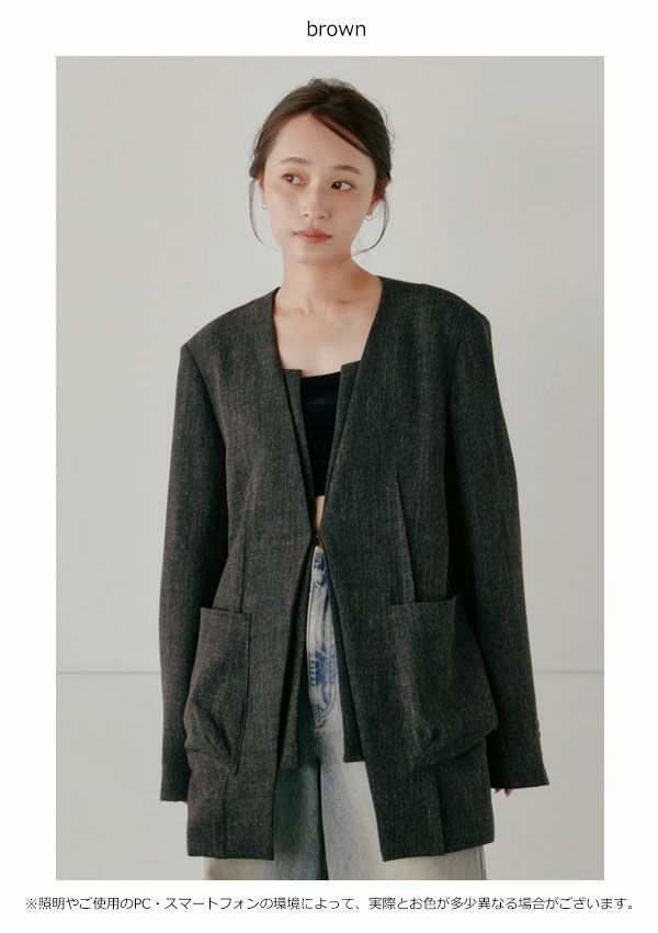 ヘラ Hella 24秋冬 collarless desgin jacket ノーカラーデザインジャケット 2月下旬～3月中旬予約 アウター  ジャケット ミドル丈 長袖 セットアップ h251-22 h251-21 | DOUBLE HEART(ダブルハート) オンラインセレクトショップ