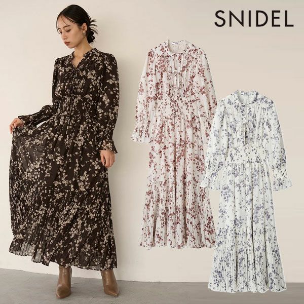 SALE10%OFF】【即納】 スナイデル SNIDEL ワンピース 24秋冬 Sustainableプリーツプリントワンピース ロング丈 長袖 花柄  swfo245033 | DOUBLE HEART(ダブルハート) オンラインセレクトショップ