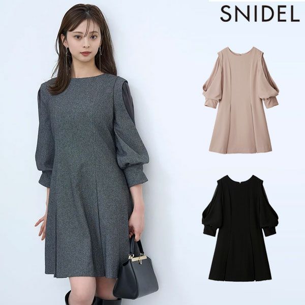 即納】 スナイデル SNIDEL ワンピース 24秋冬 シアーショルダーミニワンピース 長袖 ミニ丈 ドレス swfo245062 | DOUBLE  HEART(ダブルハート) オンラインセレクトショップ