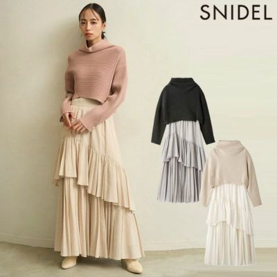 SNIDEL スナイデル クロシェ風シアーニットワンピース