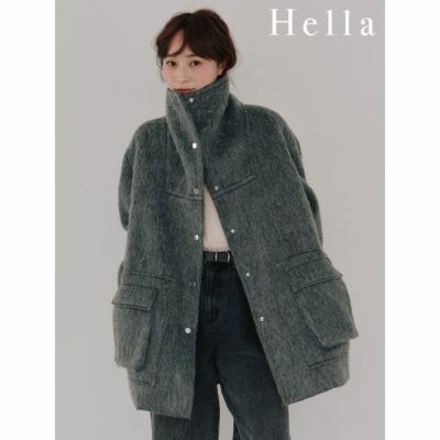BUTAPANA ウール100% Aラインジャガードコート MH292 ヘラ Hella 25秋冬 wool shaggy coat ウールシャギーコート 9月
