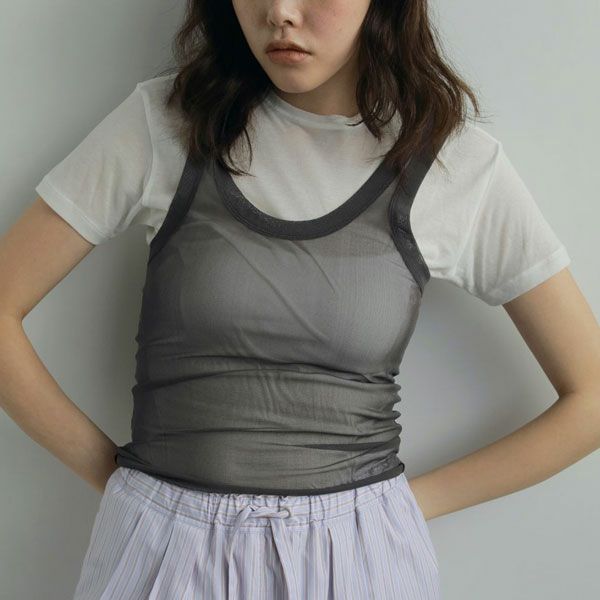 アンヌーク anuke 2025FallWinter トップス Tulle Tank Top 7月