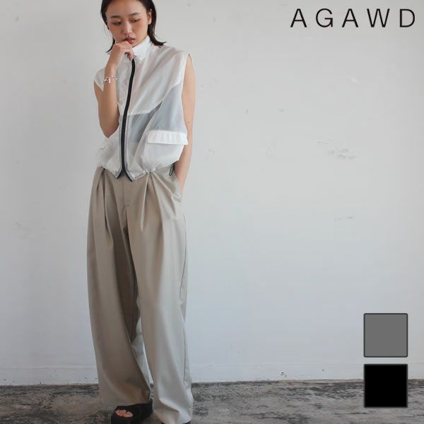 本格派ま！ AGAWD 即納】アガウド ボトムス Pants Trousers Tuck 25春夏 パンツ