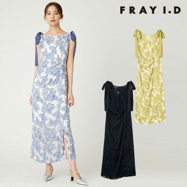 【FRAY I.D】2wayショルダーリボンシアージャガードドレス 2wayショルダーリボンシアージャガードドレス(ドレス