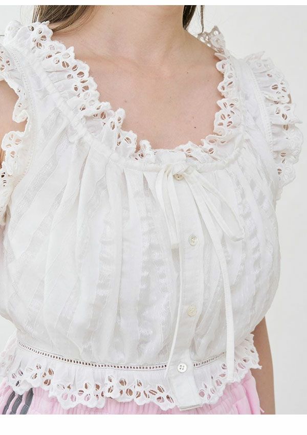 新品未使用】SNIDEL♡クロップドコットンフリルブラウス ホワイト 新品  