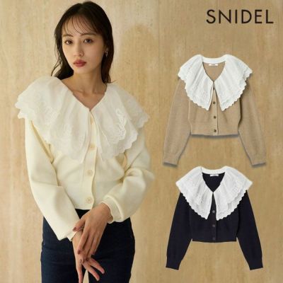 即納】 スナイデル SNIDEL トップス 25秋冬 レースカラーニットプル