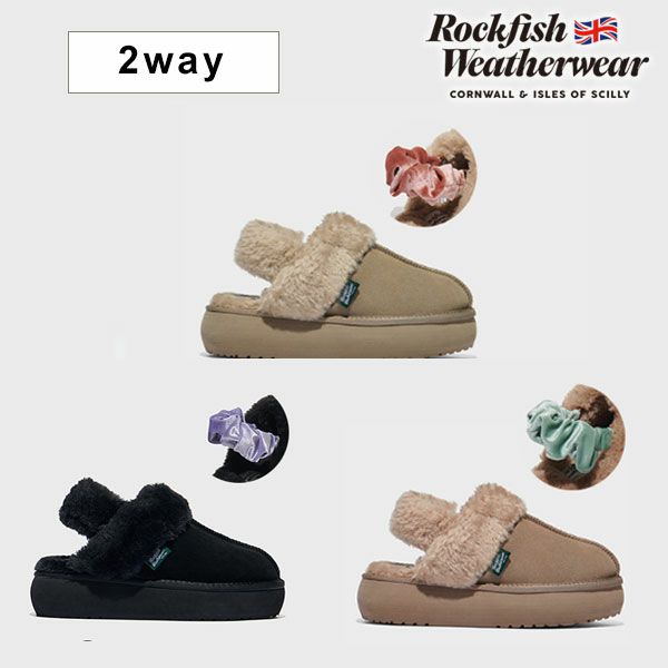 ロックフィッシュウェザーウェアーROCKFISHWeatherwear靴CLOUDYFLATFORMFURSLINGBACK9月中旬～10月中旬予約ムートンサボ厚底ギフトrf1shbd3fs003