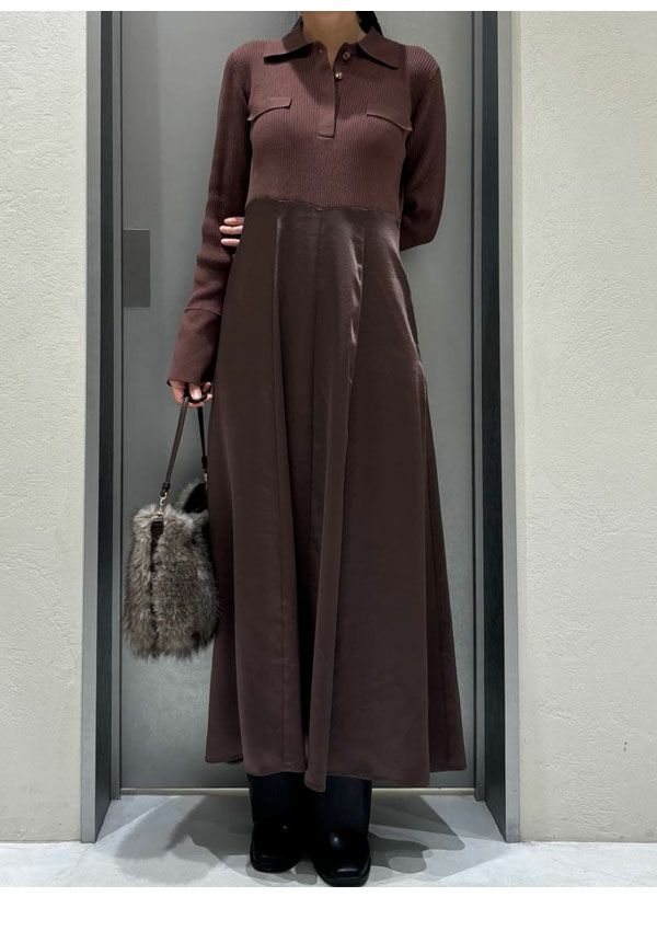 FOXEY アイレットレースのニットワンピース