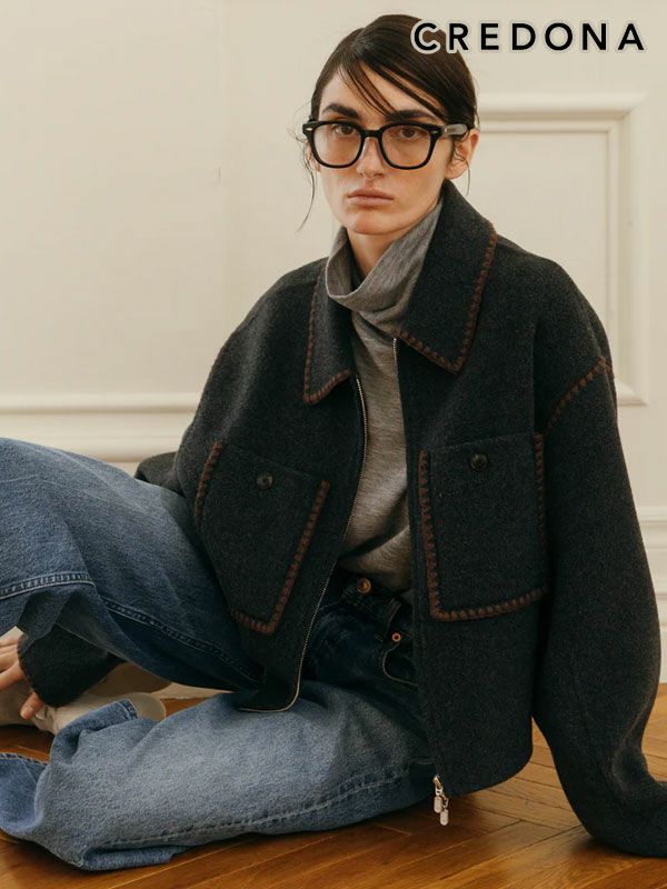 ジャケット・アウター CREDONA WOOL EMBROIDERY SHORT ZIP JACKET 即納】 クレドナ CREDONA アウター WOOL EMBROIDERY SHORT ZIP JACKET