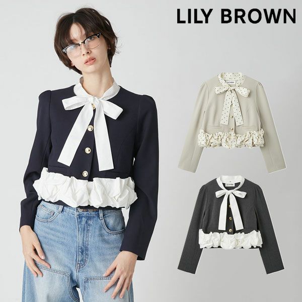リリーブラウン　ジャケット　ハート　黒　ショートジャケット LILY BROWN（リリーブラウン）の「[L.B CANDY STOCK]ノーカラー